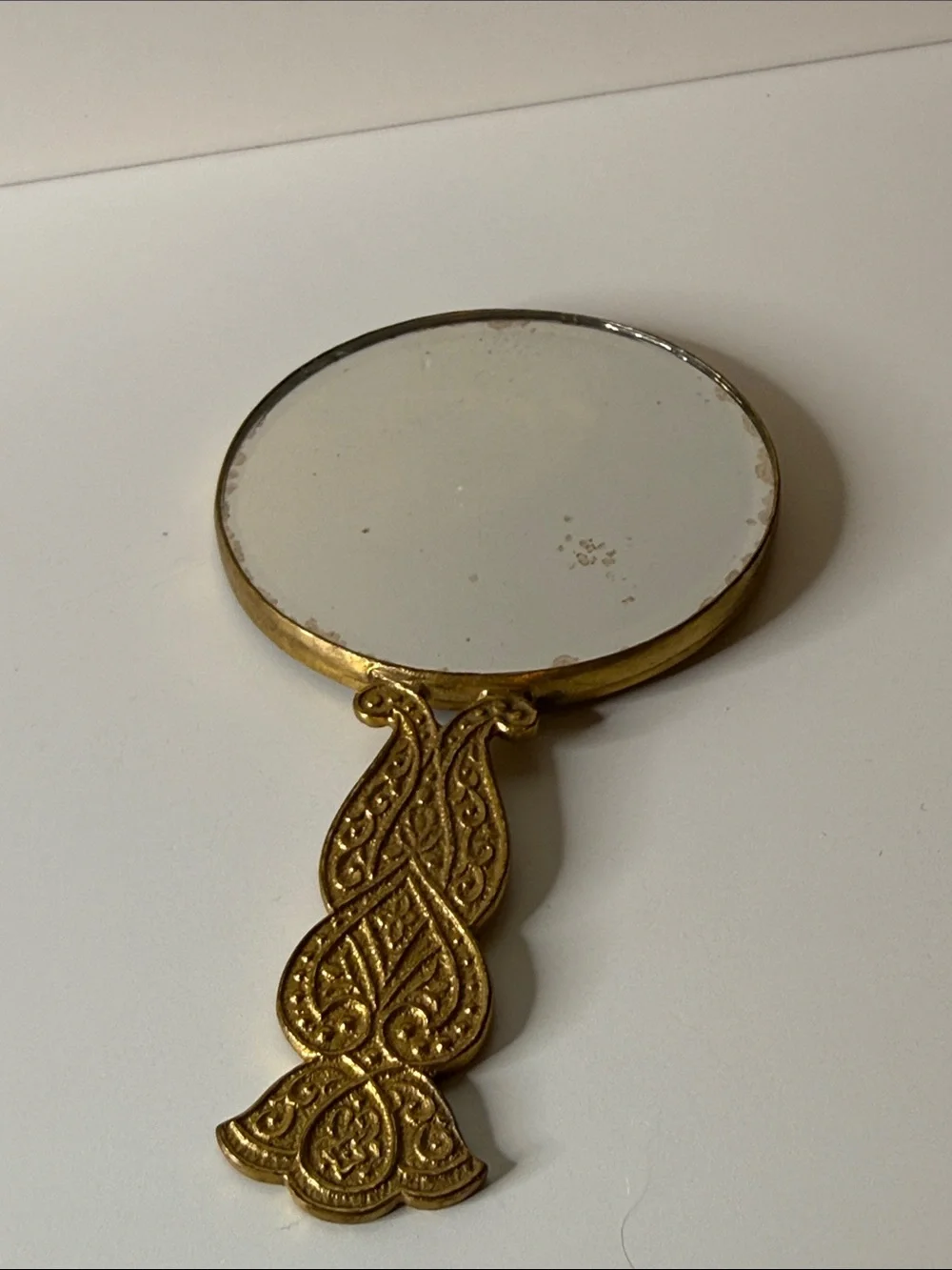 Gorgeous cloisonné vintage Handheld Decorative Mirror with Floral Enamel ornate